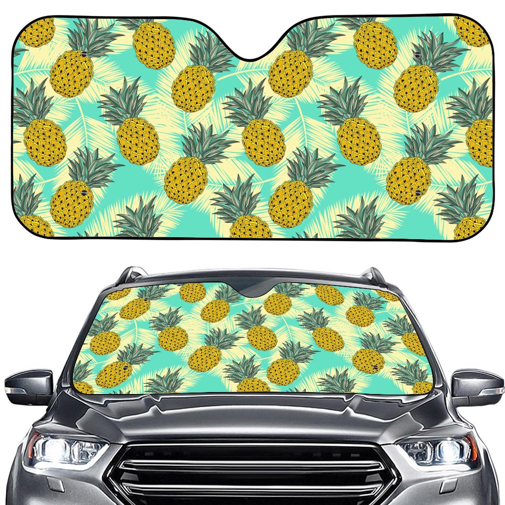 Tropical Vintage Pineapple Pattern Print Car Windshield Sun Shade