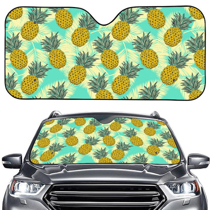 Tropical Vintage Pineapple Pattern Print Car Windshield Sun Shade