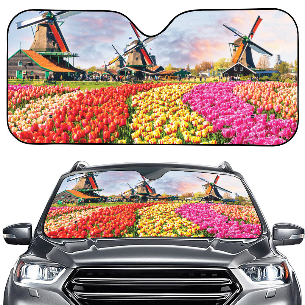 Tulip Field Print Car Windshield Sun Shade