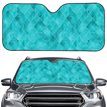 Turquoise Argyle Pattern Print Car Windshield Sun Shade