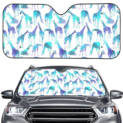 Turquoise Giraffe Pattern Print Car Windshield Sun Shade