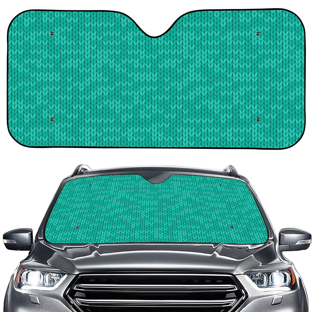 Turquoise Knitted Pattern Print Car Windshield Sun Shade