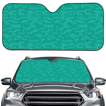 Turquoise Knitted Pattern Print Car Windshield Sun Shade