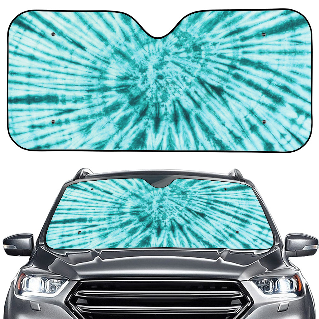 Turquoise Tie Dye Print Car Windshield Sun Shade