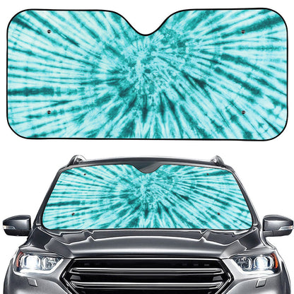 Turquoise Tie Dye Print Car Windshield Sun Shade