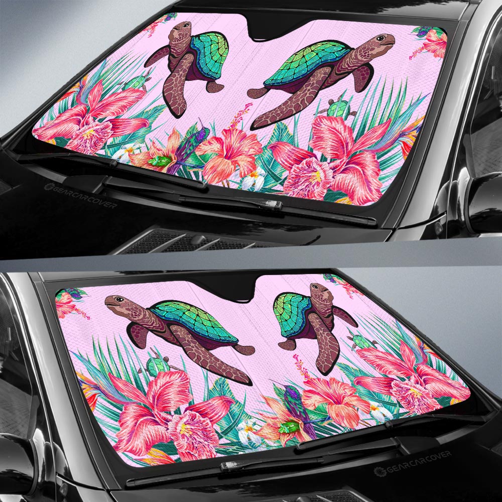 Turtle Car Sunshade Custom Beautiful Flower Car Accessories