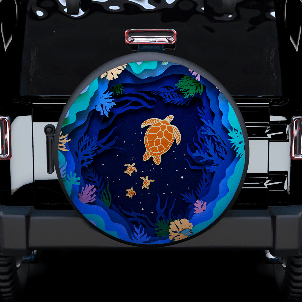 Turtle Deep Ocean Car Spare Tire Cover
