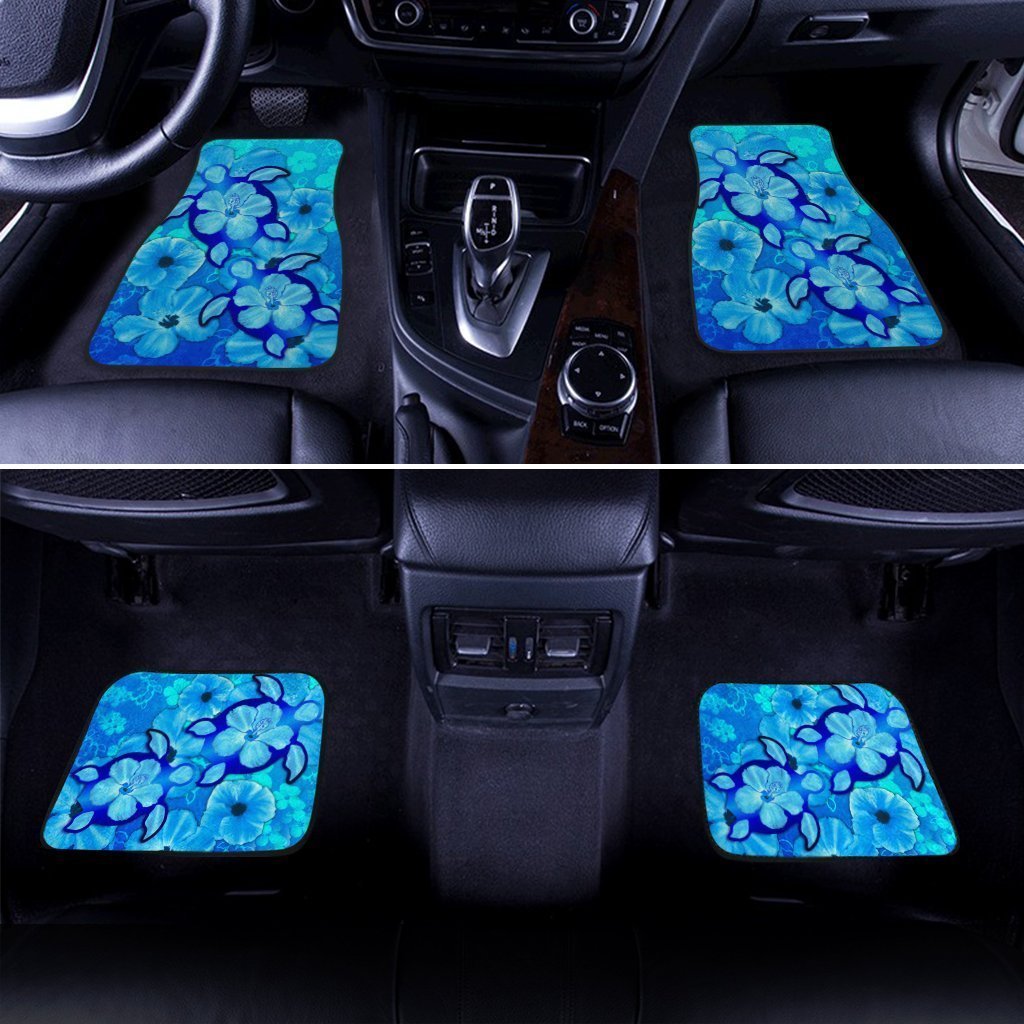 Turtle Hibiscus Car Floor Mats Custom Blue Car Accessories