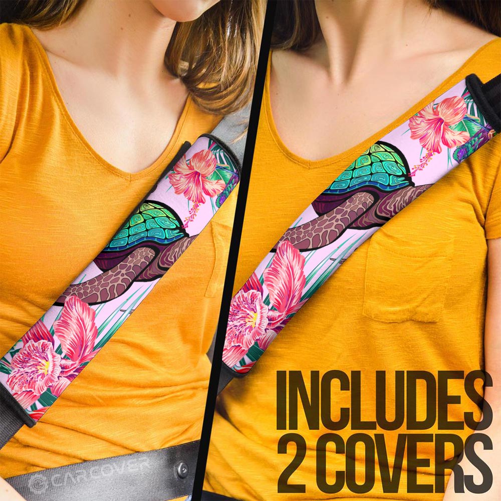 Turtle Seat Belt Covers Custom Beautiful Flower Car Accessories