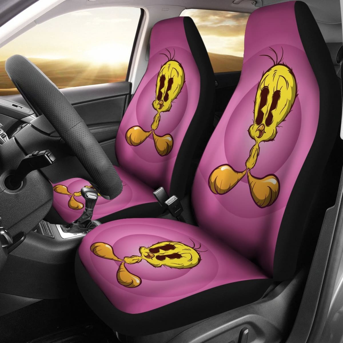 Tweety Car Seat Covers Looney Tunes Cartoon Fan Gift H200212 Universal Fit 225311