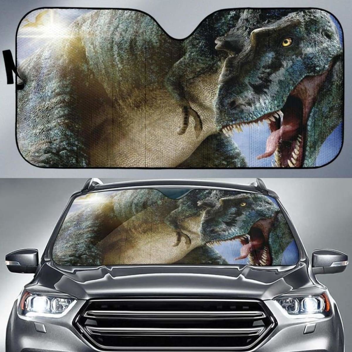 Tyrannosaurus Dinosaurs Jurassic Car Auto Sun Shades Universal Fit 051312