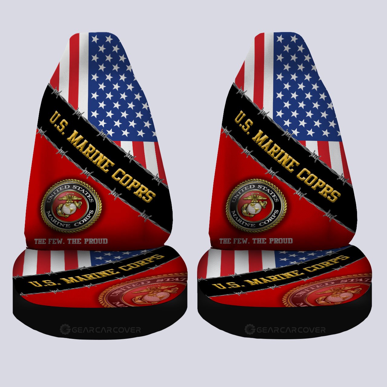U.S. Marine Corps Veterans Car Seat Covers Custom United States Military Car Accessories