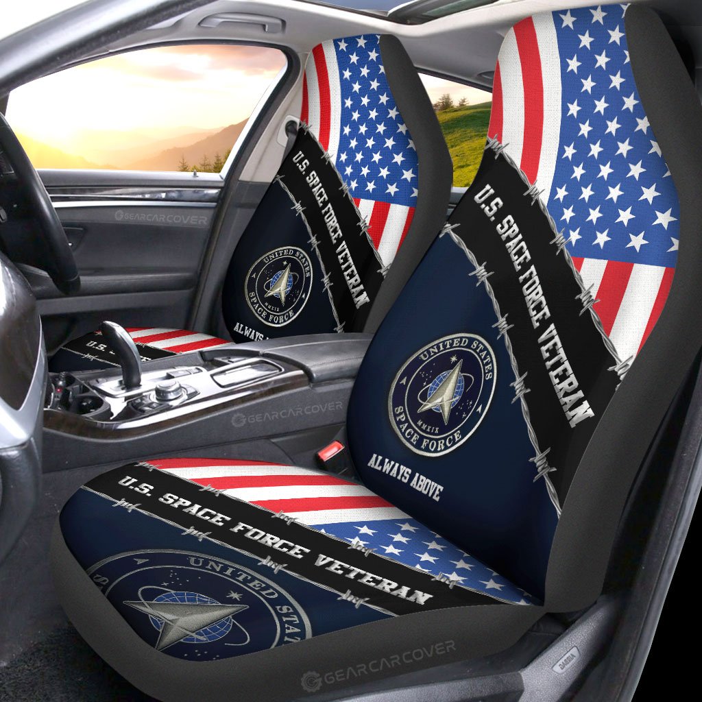 U.S. Space Force Veterans Car Seat Covers Custom United States Military Car Accessories