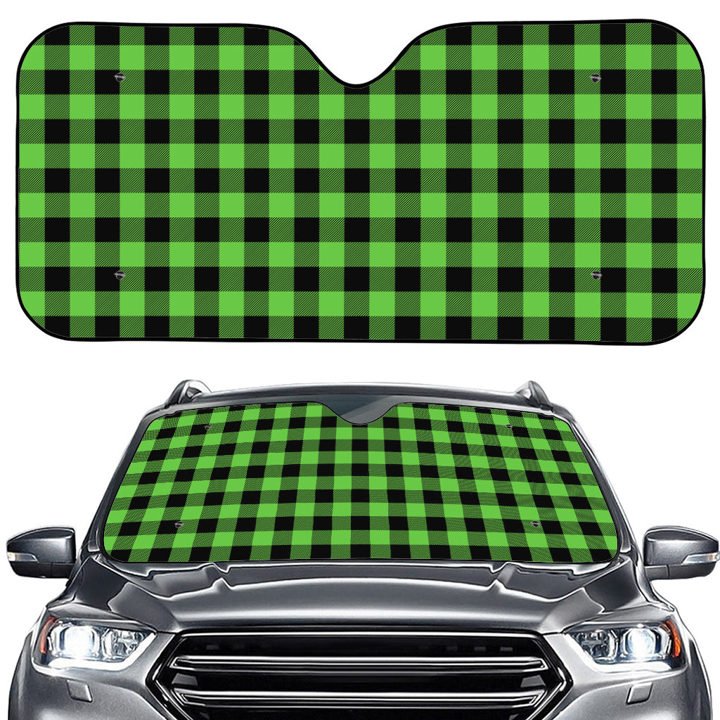 UFO Green And Black Buffalo Check Print Car Windshield Sun Shade