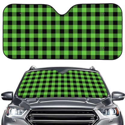 UFO Green And Black Buffalo Check Print Car Windshield Sun Shade