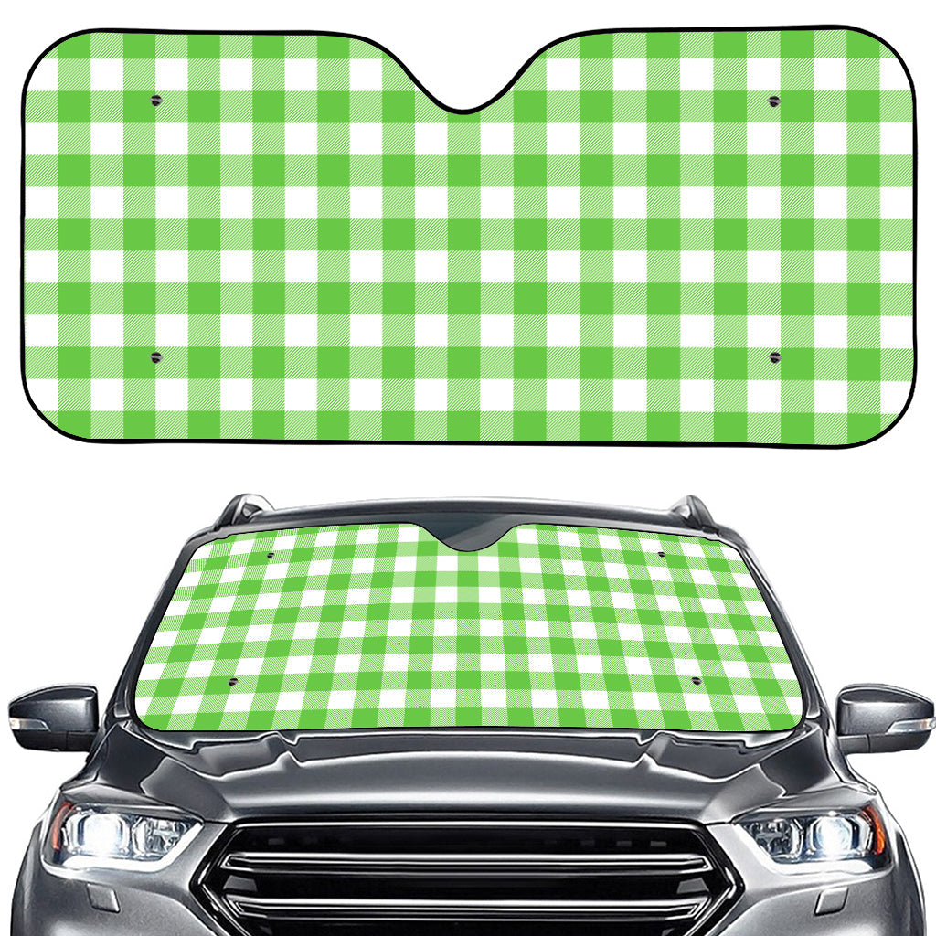 UFO Green And White Buffalo Check Print Car Windshield Sun Shade