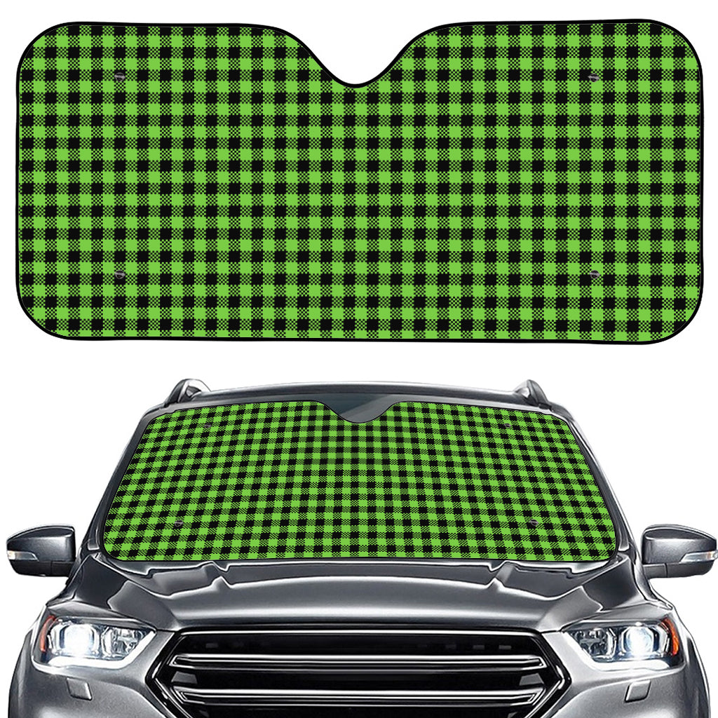 UFO Green Buffalo Plaid Print Car Windshield Sun Shade