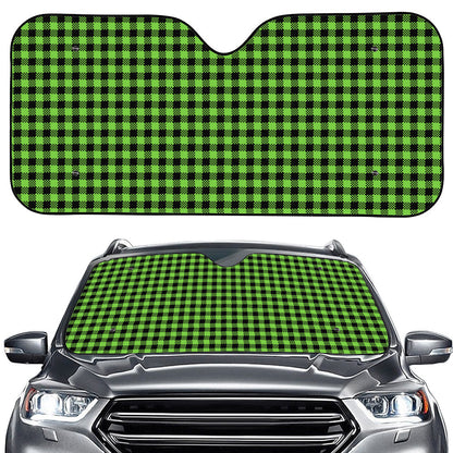 UFO Green Buffalo Plaid Print Car Windshield Sun Shade