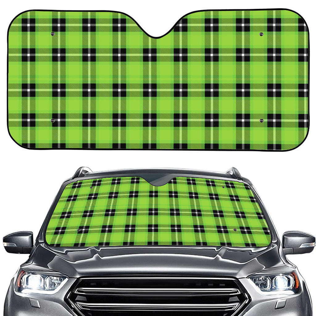 UFO Green Tartan Pattern Print Car Windshield Sun Shade