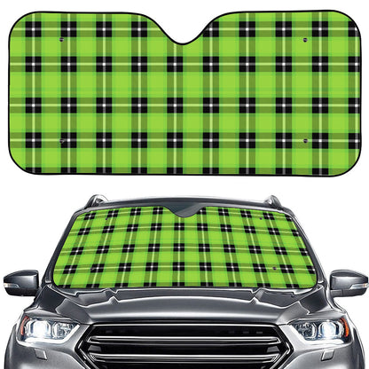 UFO Green Tartan Pattern Print Car Windshield Sun Shade