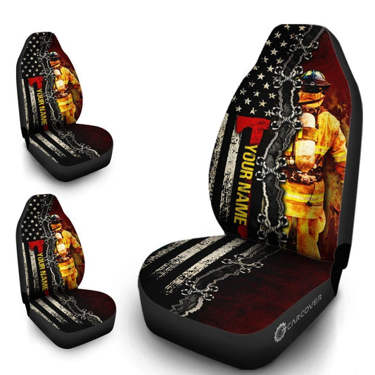 US Fireman Car Seat Covers Custom Name Firefighter Car Accessories