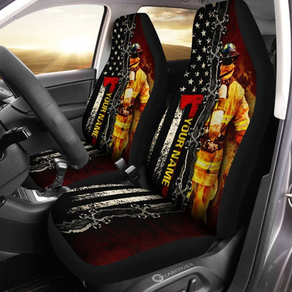 US Fireman Car Seat Covers Custom Name Firefighter Car Accessories