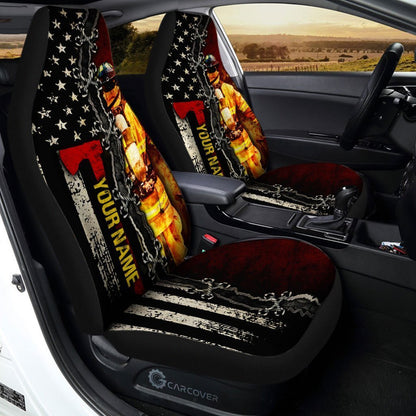 US Fireman Car Seat Covers Custom Name Firefighter Car Accessories