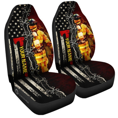 US Fireman Car Seat Covers Custom Name Firefighter Car Accessories