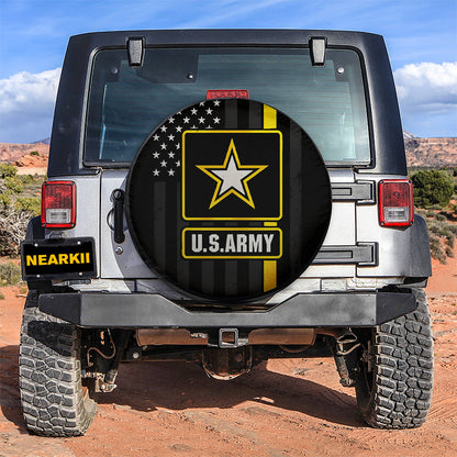 US Flag Army Thin Yellow Light Jeep Car Spare Tire Cover