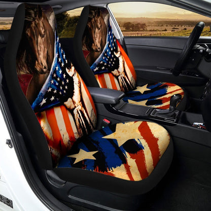 US Flag Horse Car Seat Covers Custom Patriotic Car Accessories