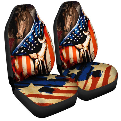 US Flag Horse Car Seat Covers Custom Patriotic Car Accessories