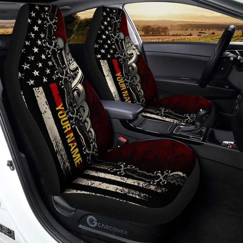 US Flag Nurse Car Seat Covers Custom Name Nurse Car Accessories