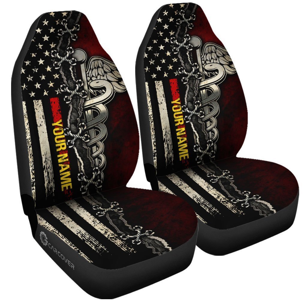 US Flag Nurse Car Seat Covers Custom Name Nurse Car Accessories