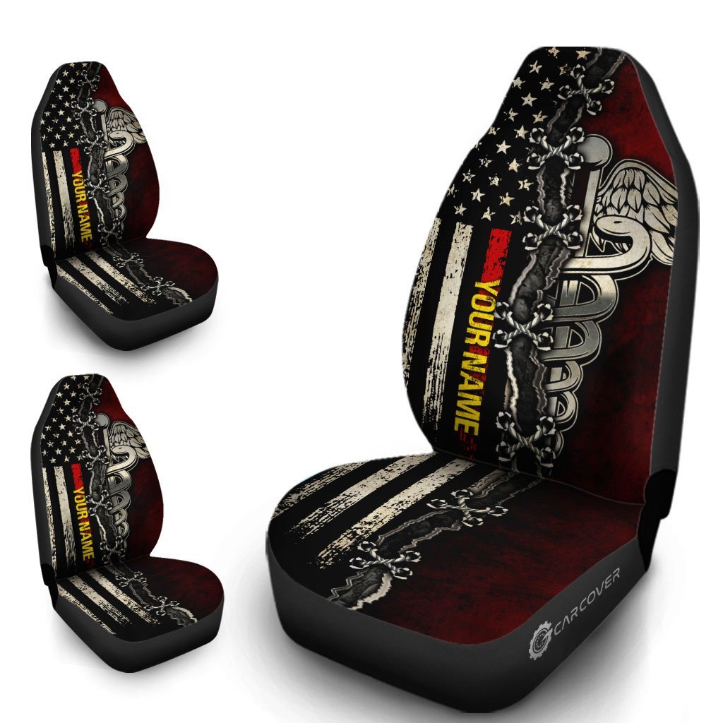 US Flag Nurse Car Seat Covers Custom Name Nurse Car Accessories