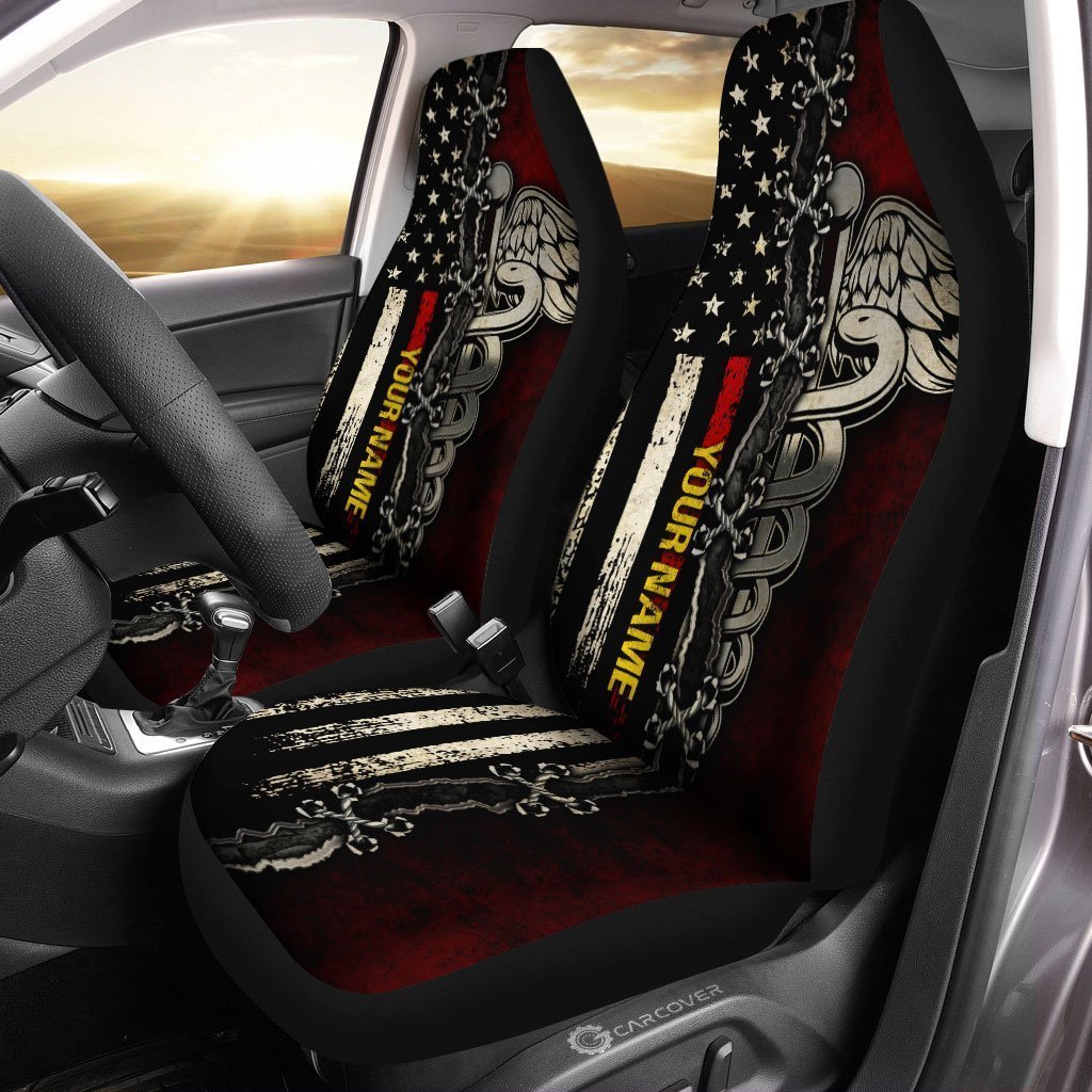 US Flag Nurse Car Seat Covers Custom Name Nurse Car Accessories