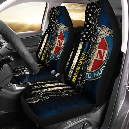 US Flag RN Nurse Car Seat Covers Custom Name Registered Nurse Car Accessories