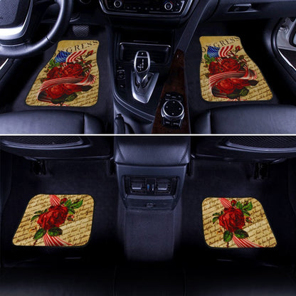 US Flag Red Rose Car Floor Mats Custom Car Accessories