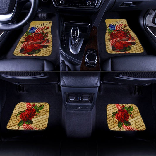 US Flag Red Rose Car Floor Mats Custom Car Accessories