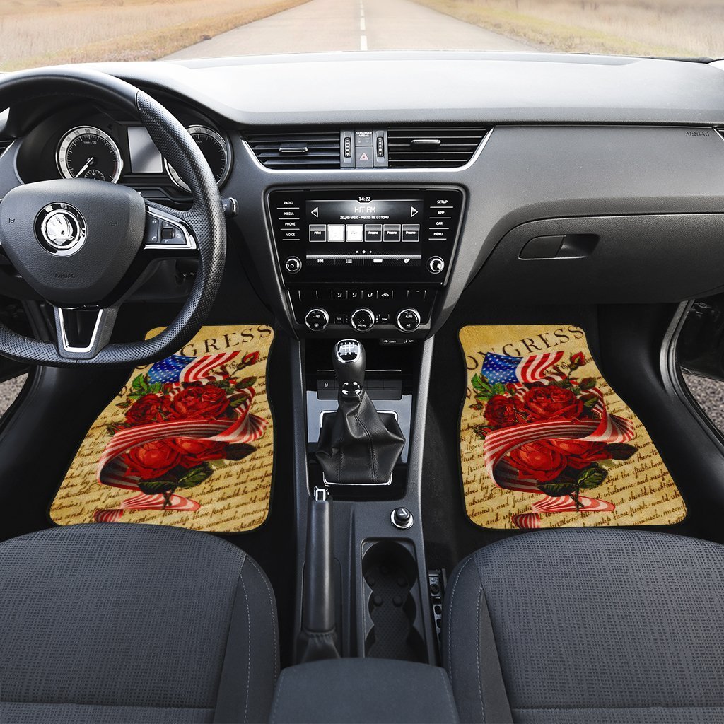 US Flag Red Rose Car Floor Mats Custom Car Accessories