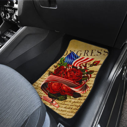 US Flag Red Rose Car Floor Mats Custom Car Accessories