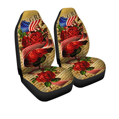 US Flag Red Rose Car Seat Covers Custom Car Accessories