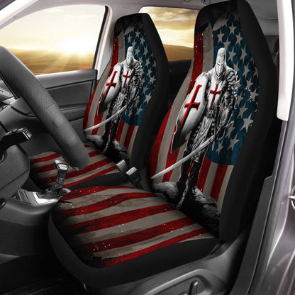 US Flag Templar Knight Car Seat Covers Car Interior Accessories