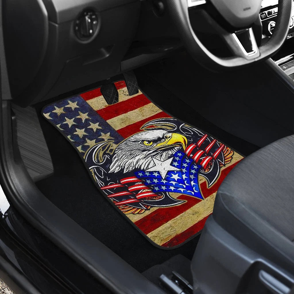 US Independence Day Eagle Service With Pride US Flag Custom Car Floor Mats Car Accessories