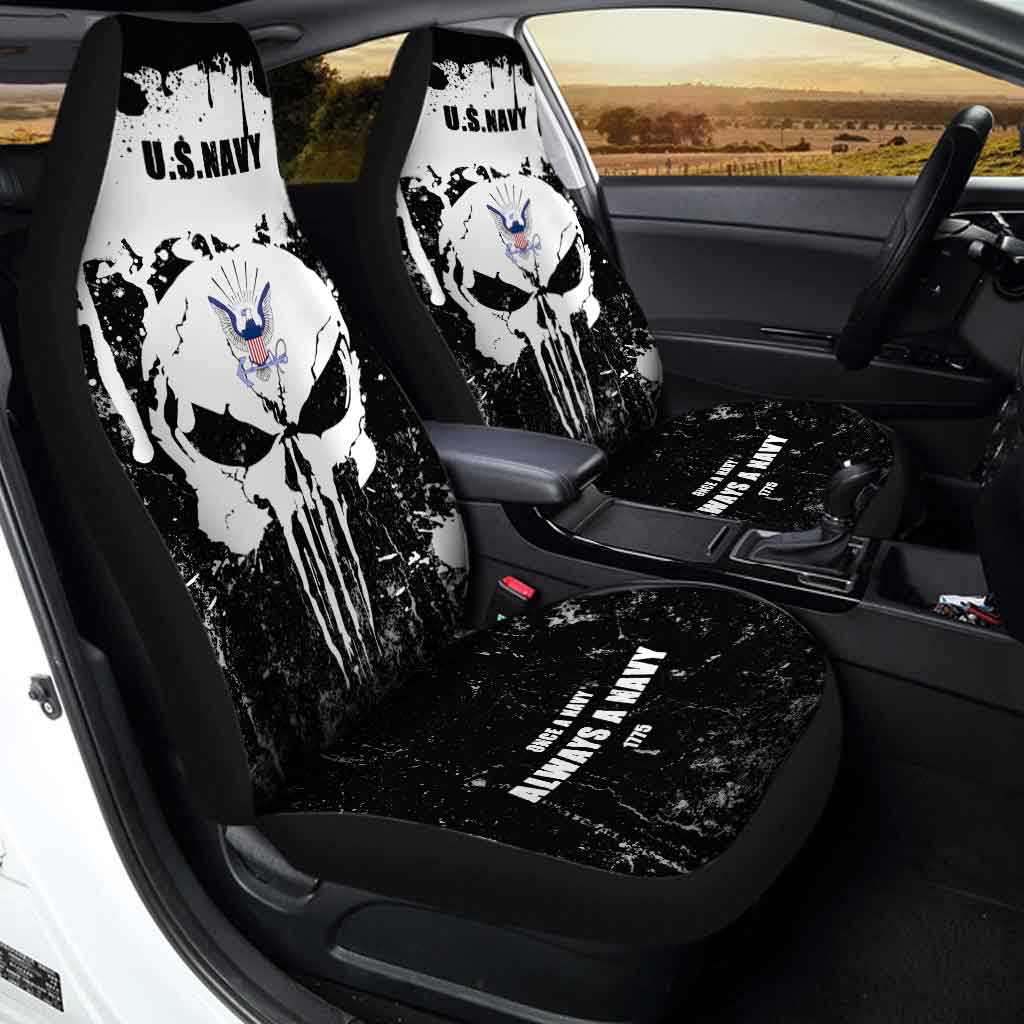 US Navy Skull Car Seat Covers Custom USN Army Car Accessories