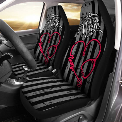 US Nurse Car Seat Covers Custom American Flag Heart Car Accessories