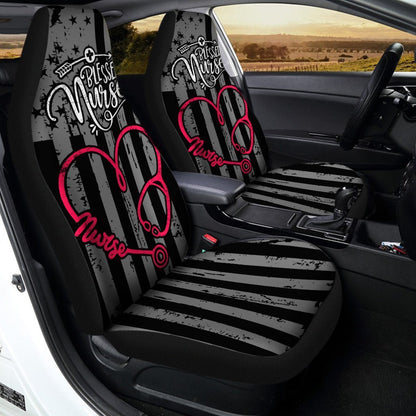 US Nurse Car Seat Covers Custom American Flag Heart Car Accessories