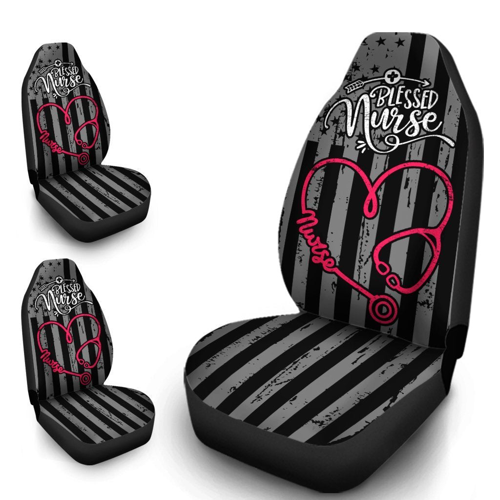 US Nurse Car Seat Covers Custom American Flag Heart Car Accessories