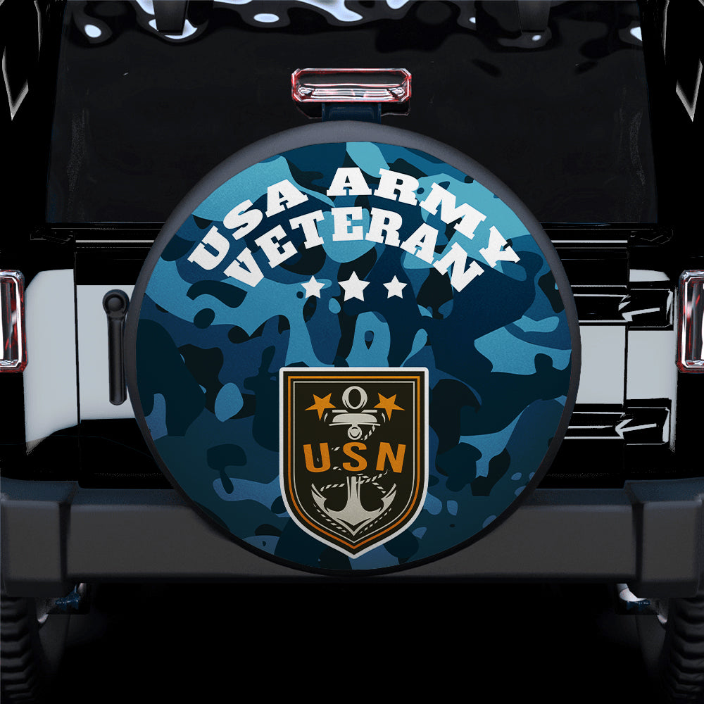 USA Army Veteran Blue Camo Jeep Car Spare Tire Cover