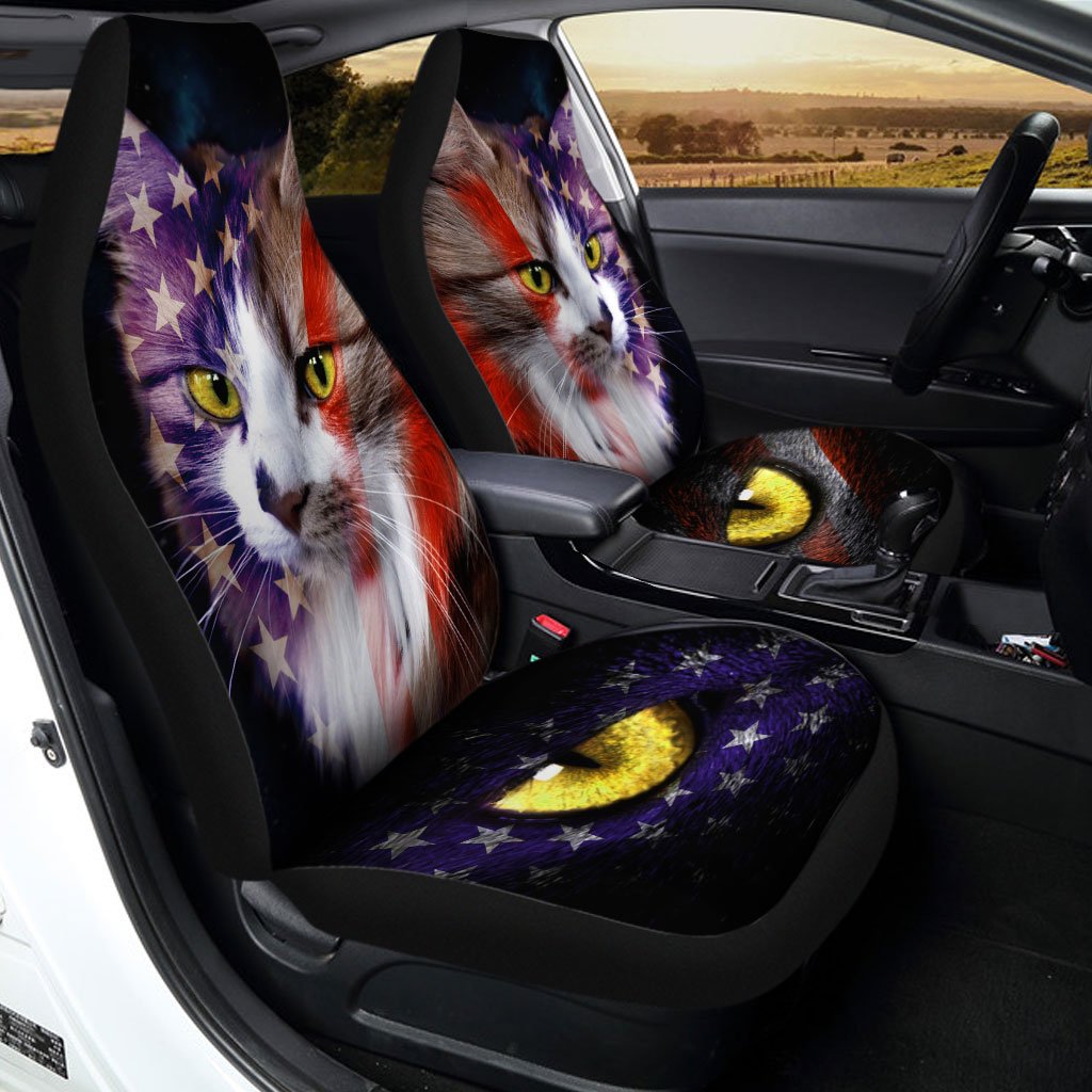 USA Flag Cat Car Seat Covers Custom American Flag Car Accessories