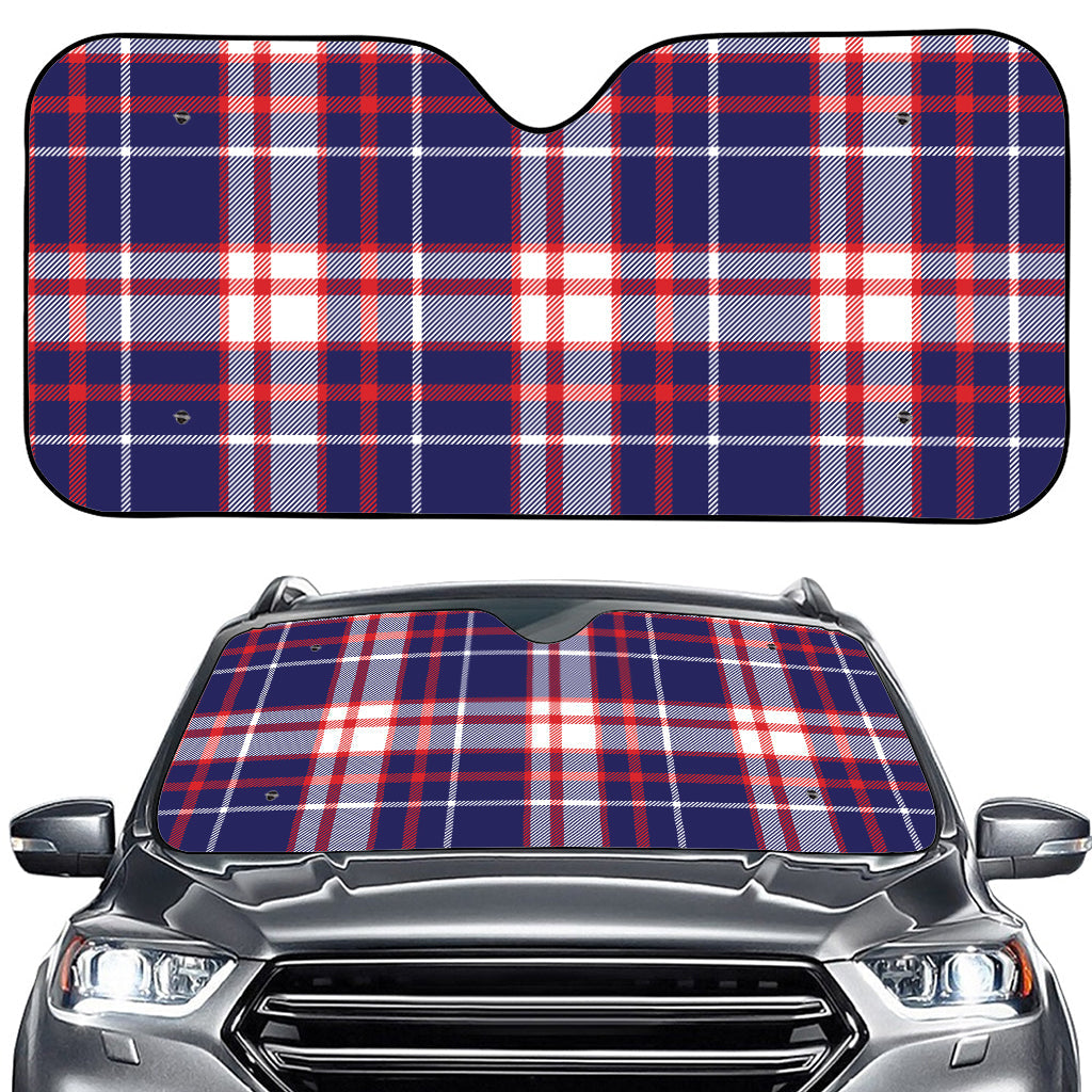 USA Patriotic Plaid Print Car Windshield Sun Shade